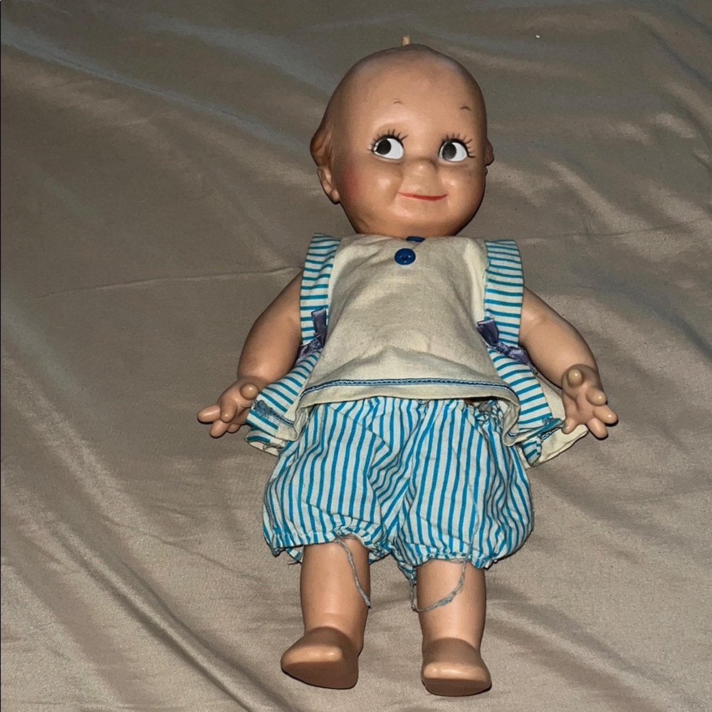 Vintage Kewpie Doll with Striped Outfit